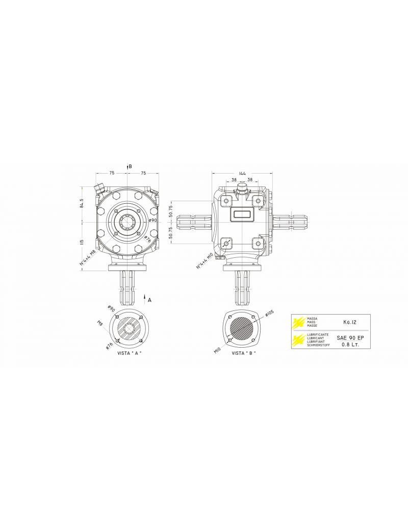 Gruppo Moltiplicatore R 220 Reduco Scatola Ingranaggi