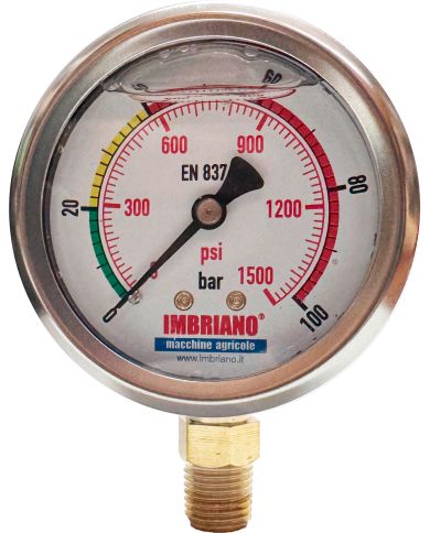 Manometro Con Glicerina D.mm 63 Radiale 1/4" Bar 0/ 100