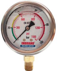 Manometro Con Glicerina D.mm 63 Radiale 1/4" Bar 0/ 100