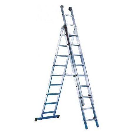 DRABEST SCALETTE SERIE PRO Scala Trasformabile Tripla Scala In Alluminio 3x9 Gradini Pieghevole Max 150 Kg Gancio Gratuito