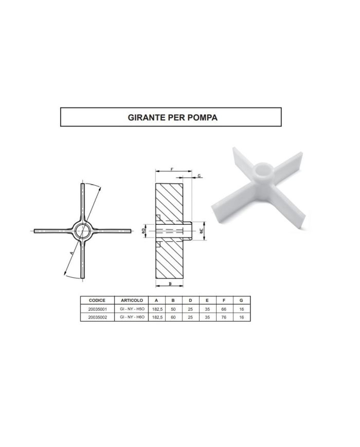 Girante Diraspatrice in Nylon per Pompa H50 Ricambio