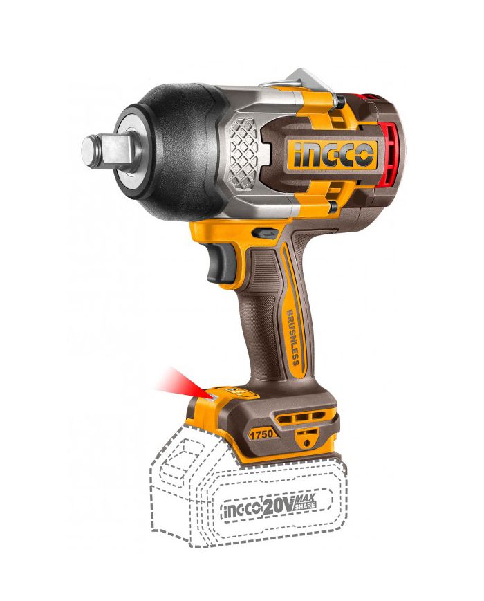 Avvitatore Ad Impulsi INGCO 1750N.m Con 3 Bussole Nudo