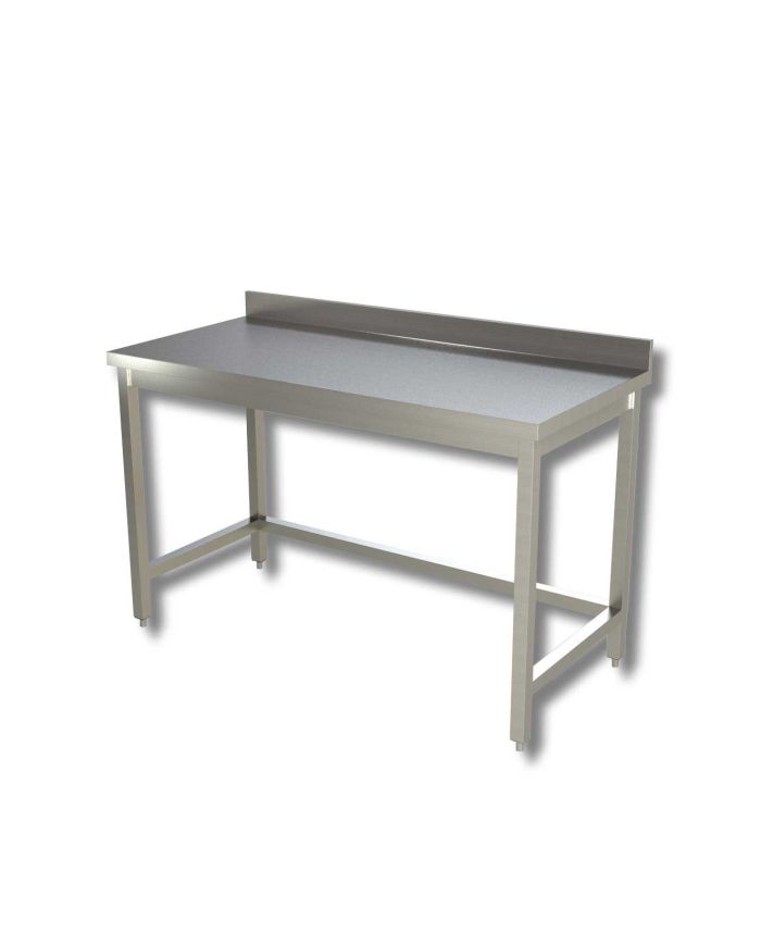 Tavolo da lavoro in acciaio senza ripiano con alzatina