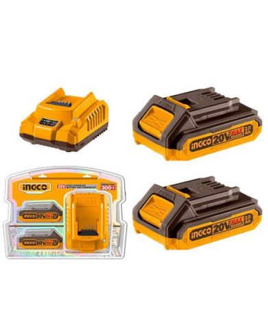 Kit 2 batterie + caricabatterie 2Ah INGCO
