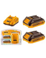 Kit 2 batterie + caricabatterie 4Ah INGCO