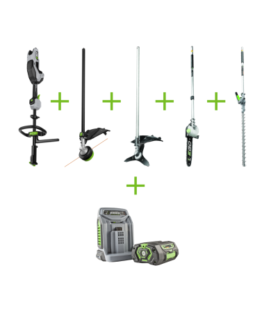 Kit Multiutesile MHBC1204E EGO POWER+ Decespugliatore Tosasiepi Potatore Tagliabordi Batteria 5 Ah