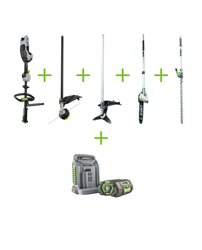 Kit Multiutesile MHBC1204E EGO POWER+ Decespugliatore Tosasiepi Potatore Tagliabordi Batteria 5 Ah