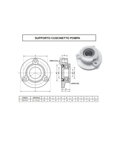Supporto Cuscinetto Pompa Diraspatrice Ricambio
